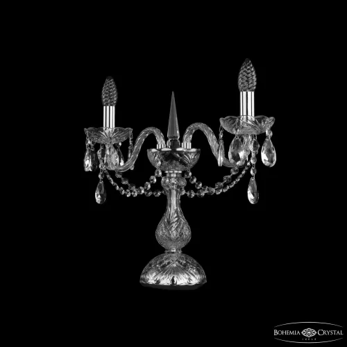 Настольная лампа 1402L/2/141-39 Ni Bohemia Ivele Crystal без плафона 2 лампы, основание прозрачное никель стекло хрусталь металл в стиле классический sp