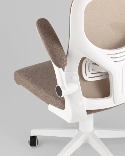 Кресло офисное TopChairs Airone, бежевый, в ткани УТ000040351 Stool Group, бежевый/текстиль сетка, ножки/металл/белый, размеры - *1250**** фото 4