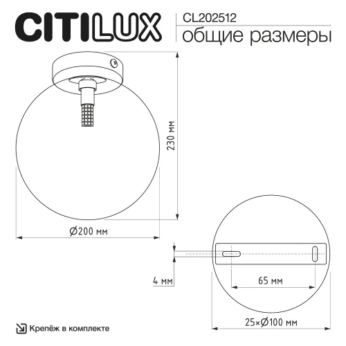 Светильник потолочный Orton CL202512 Citilux бежевый шампань на 1 лампу, основание чёрное в стиле современный шар фото 4