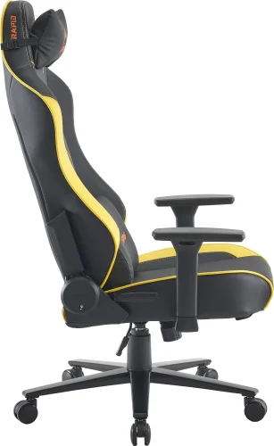 Геймерское кресло Rapid Экокожа Желтый EP Rapid PU Black Yellow Everprof, жёлтый чёрный/экокожа, ножки//, размеры - 1230*1330***770* фото 3