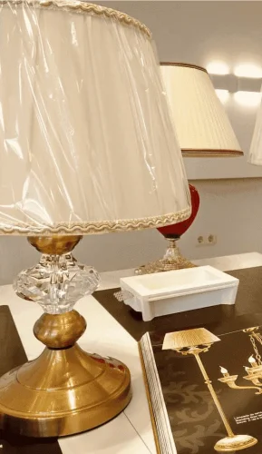 Настольная лампа IRIDIUM LG Crystal Lux бежевая 1 лампа, основание античное бронза хрусталь металл в стиле арт-деко  фото 3