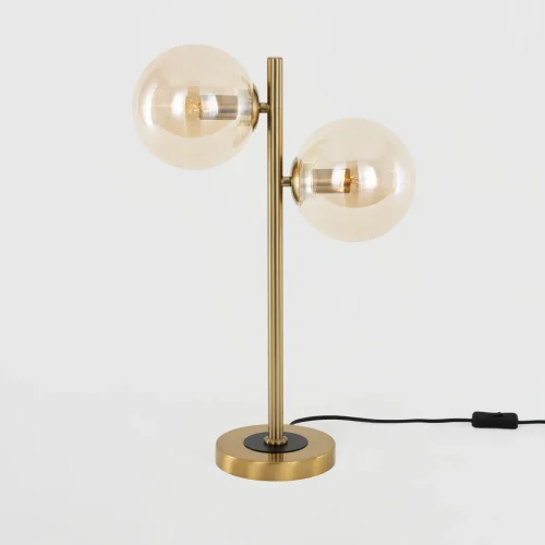 Настольная лампа Лорен CL146823 Citilux янтарная 2 лампы, основание бронзовое металл в стиле современный молекула шар фото 2