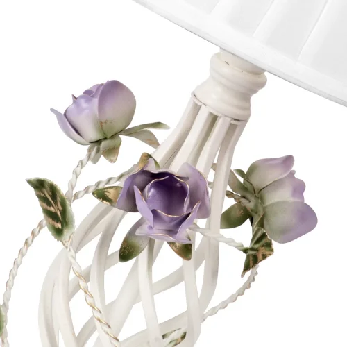 Настольная лампа V1790-0/1L Vitaluce белая 1 лампа, основание бежевое металл в стиле флористика  фото 2