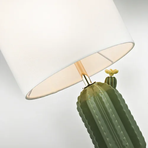 Настольная лампа Cactus 5425/1T Odeon Light белая 1 лампа, основание золотое зелёное керамика металл в стиле современный  фото 5