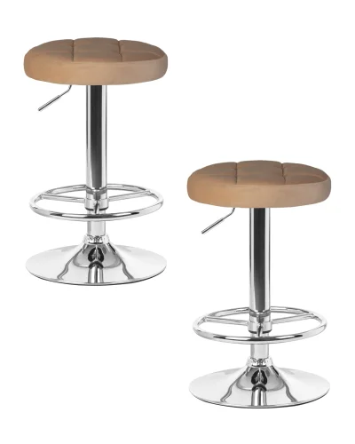 Табурет барный набор 2 шт. SET-2 5008-LM BRUNO, цвет сиденья бежевый велюр (MJ9-10), цвет основания хром Dobrin, /велюр, ножки/металл/хром, размеры - 610*830***360*360