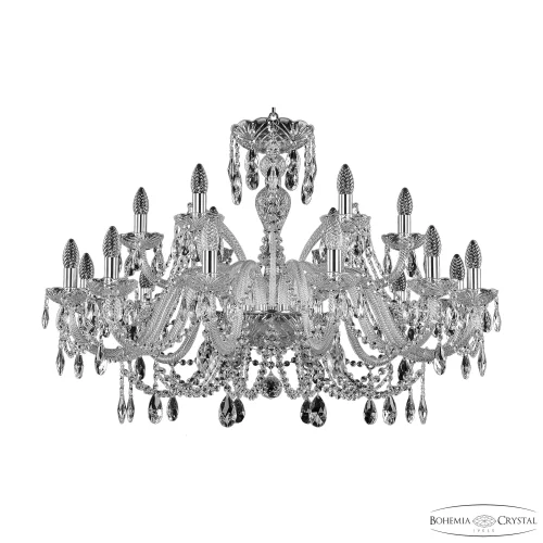 Люстра подвесная 105/12+6/360 Ni Bohemia Ivele Crystal без плафона на 18 ламп, основание прозрачное никель в стиле классический sp фото 2