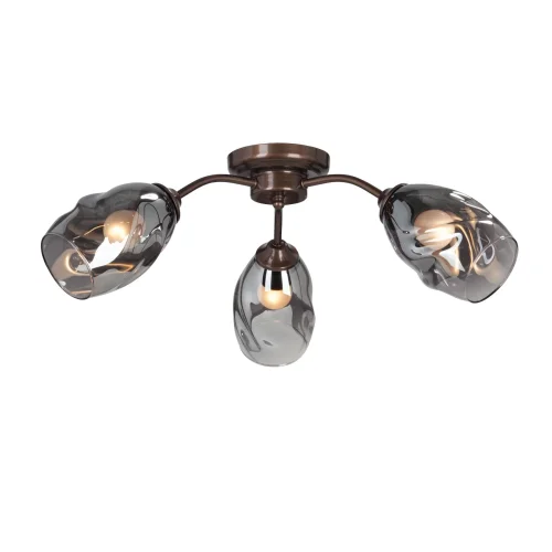 Люстра потолочная V4936-7/3PL Vitaluce серая чёрная на 3 лампы, основание бронзовое в стиле арт-деко 