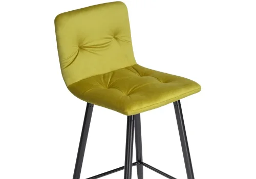 Барный стул Stich khaki 15055 Woodville, зелёный/велюр, ножки/металл/чёрный, размеры - ****430*480 фото 5