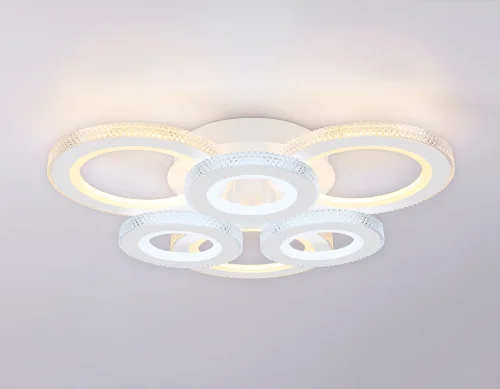 Люстра потолочная LED с пультом FA8872 Ambrella light белая на 1 лампа, основание белое в стиле современный хай-тек с пультом фото 3