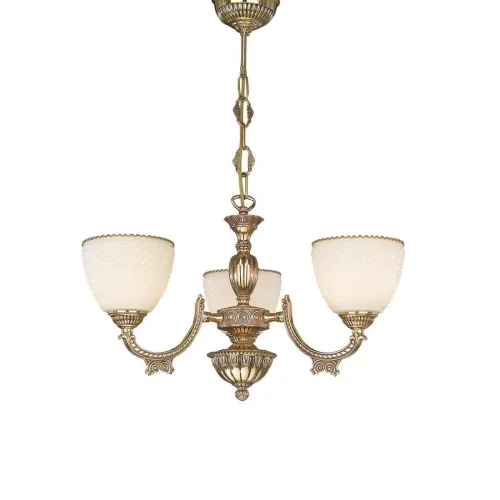 Люстра подвесная  L 7155/3 Reccagni Angelo бежевая на 3 лампы, основание золотое в стиле классический 