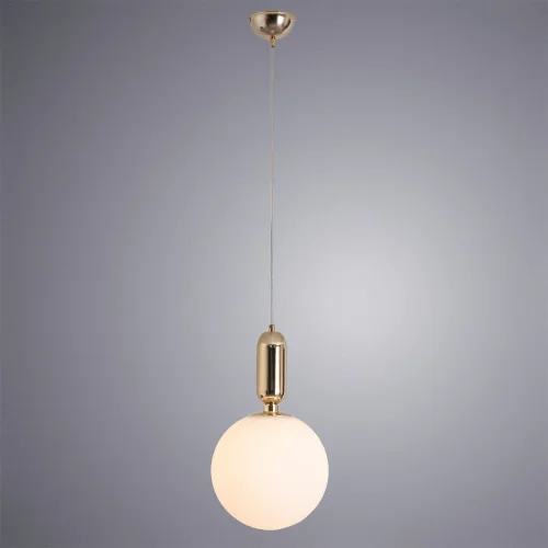 Светильник подвесной Bolla-Sola A3034SP-1GO Arte Lamp белый на 1 лампу, основание золотое в стиле современный шар фото 2
