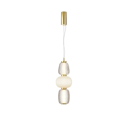 Светильник подвесной LED Pattern MOD267PL-L28G3K Maytoni белый прозрачный на 1 лампу, основание золотое в стиле современный арт-деко 