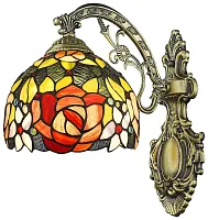 Бра Тиффани 828-801-01 Velante разноцветный красный 1 лампа, основание бронзовое в стиле тиффани 