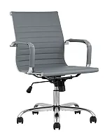 Кресло офисное TopChairs City S, серое УТ000001924 Stool Group, серый/экокожа, ножки/металл/хром, размеры - ****560*620