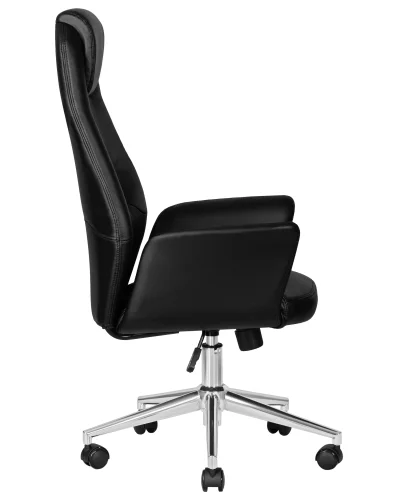 Офисное кресло для руководителя 126B-LMR COLTON, цвет черный Dobrin, чёрный/экокожа, ножки/металл/хром, размеры - 1125*1225***650*650 фото 3
