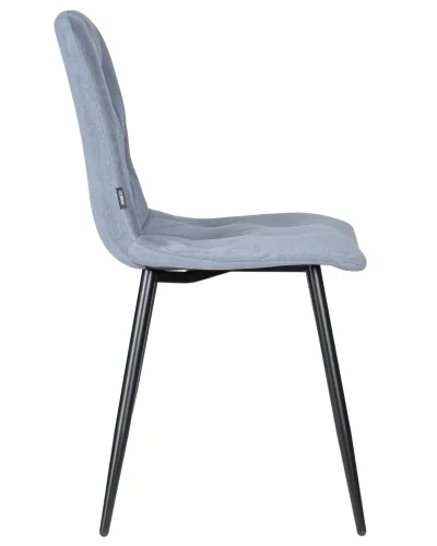 Стул обеденный 006 DOBRIN CHILLY ROMBO, цвет сиденья серо-голубой Simple 26, цвет основания черный Dobrin, серый синий/велюр, ножки/металл/чёрный, размеры - ****460*550 фото 3