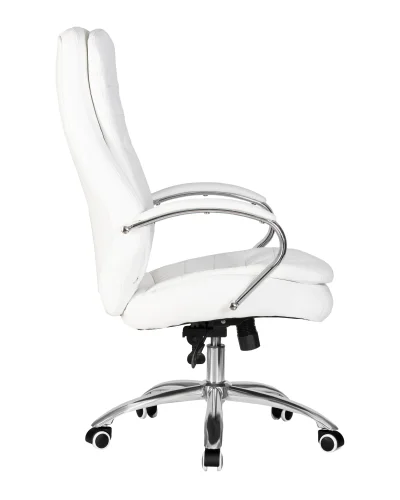 Офисное кресло для руководителей DOBRIN LYNDON (белый) цвет сиденья белый, цвет основания хромированная сталь Dobrin, белый/экокожа, ножки/металл/, размеры - 1100*1170**** фото 3