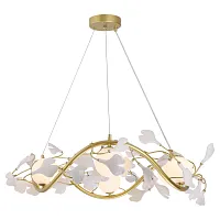 Люстра подвесная LSP-8749 Lussole белая на 6 ламп, основание матовое золото в стиле современный флористика 