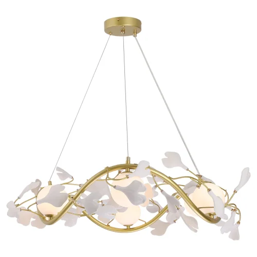 Люстра подвесная LSP-8749 Lussole белая на 6 ламп, основание матовое золото в стиле современный флористика 