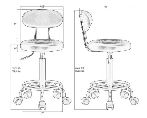 Табурет мастера DOBRIN BILLY (белый) цвет сиденья белый, цвет основания хромированная сталь Dobrin, белый/экокожа, ножки/металл/, размеры - 690*850**** фото 9 Табурет мастера DOBRIN BILLY (белый) цвет сиденья белый, цвет основания хромированная сталь Dobrin, белый/экокожа, ножки/металл/, размеры - 690*850**** фото 9