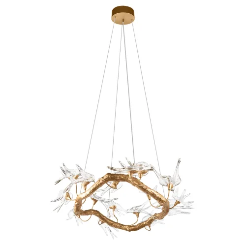 Люстра подвесная LED Voa 10378/800 LOFT IT прозрачная на 16 ламп, основание античное бронза в стиле современный флористика арт-деко птички ветви фото 3
