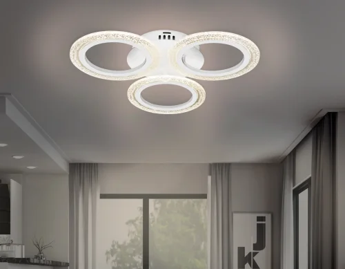 Люстра потолочная LED с пультом FA4050 Ambrella light белая на 1 лампа, основание белое в стиле современный хай-тек с пультом фото 7