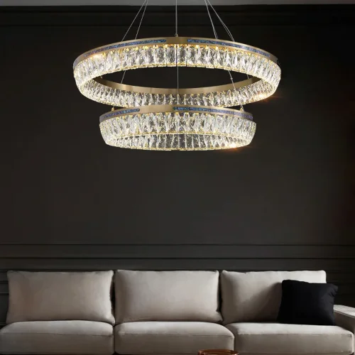 Люстра подвесная GERTRUDA LUX D40+60+80 220207-23 ImperiumLoft прозрачная на 3 лампы, основание латунь в стиле современный фото 6