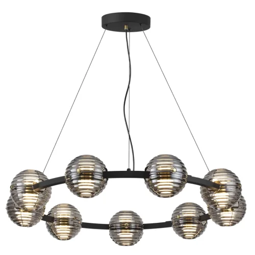 Люстра подвесная LED Troni 5041/90L Odeon Light серая чёрная на 1 лампа, основание чёрное в стиле современный шар кольца фото 3