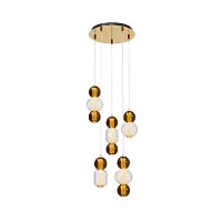 Светильник подвесной LED Drop MOD273PL-L80G3K Maytoni янтарный серый на 5 ламп, основание золотое в стиле современный каскад