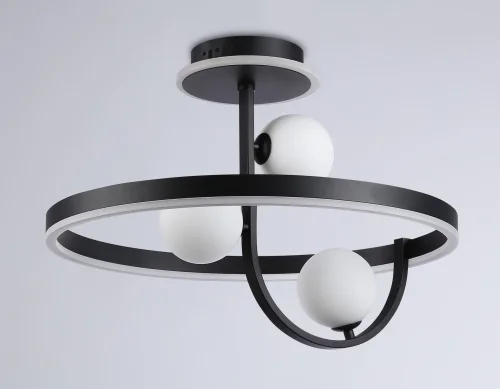 Светильник потолочный LED с пультом FL66263 Ambrella light чёрный 1 лампа, основание чёрное в стиле современный хай-тек кольца фото 5