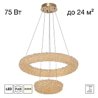 Люстра подвесная LED Cloudy CL323172 Citilux прозрачная на 1 лампу, основание золотое в стиле современный кольца