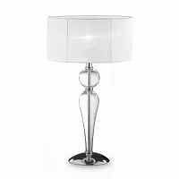 Настольная лампа DUCHESSA TL1 BIG Ideal Lux белая на 1 лампу, основание прозрачное хром стекло металл в стиле современный 