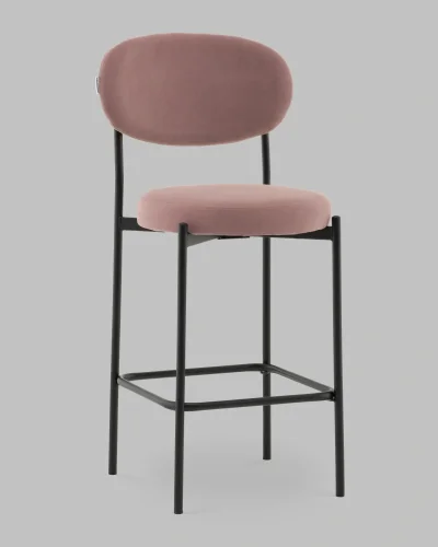 Стул Полубарный Бриф DD велюр пыльно-розовый УТ000041514 Stool Group, розовый/велюр, ножки/сталь/чёрный, размеры - *****