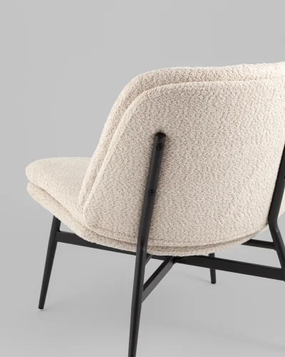 Кресло лаунж Tail, кремовый УТ000038979 Stool Group, бежевый/букле, ножки//чёрный, размеры - ****675*740мм фото 3