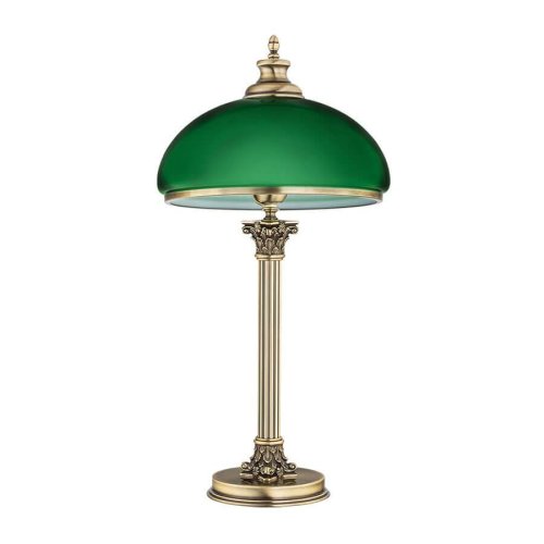 Настольная лампа Messina KRE-LG-1(P)GR Kutek зелёная 1 лампа, основание бронзовое металл в стиле классический 