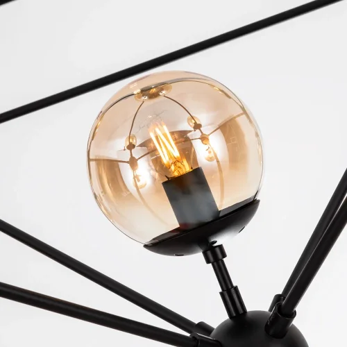 Люстра подвесная Bolla A1664SP-15BK Arte Lamp янтарная на 15 ламп, основание чёрное в стиле лофт молекула шар фото 3