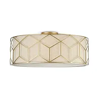 Люстра потолочная Messina H223-PL-05-G Maytoni бежевая на 5 ламп, основание золотое в стиле кантри 