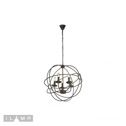 Люстра подвесная Balance Loft 213-5 iLamp чёрная на 5 ламп, основание коричневое в стиле лофт американский современный  фото 2