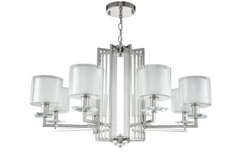 Люстра подвесная NICOLAS SP-PL8 NICKEL/WHITE Crystal Lux белая на 8 ламп, основание никель в стиле современный 