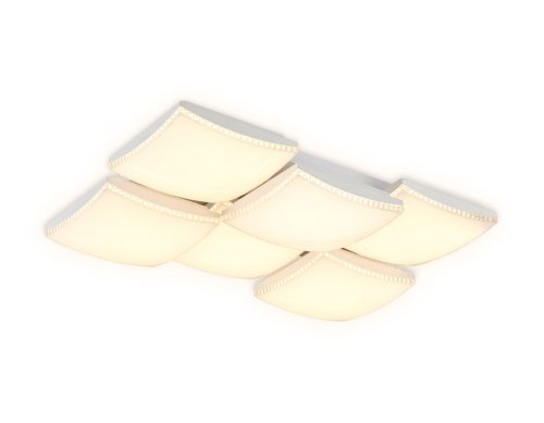 Люстра потолочная LED с пультом Parus FP2326 Ambrella light белая на 1 лампа, основание белое в стиле современный хай-тек с пультом квадраты фото 3