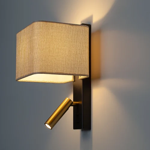 Бра с выключателем Dekart CL704483 Citilux бежевый на 1 лампу, основание бронзовое чёрное в стиле современный кантри для чтения фото 3 Бра с выключателем Dekart CL704483 Citilux бежевый на 1 лампу, основание бронзовое чёрное в стиле современный кантри для чтения фото 3