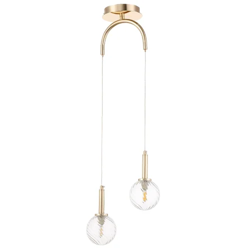 Светильник подвесной LUXURY SP2 GOLD Crystal Lux прозрачный 2 лампы, основание золотое в стиле арт-деко каскад шар молекула фото 2