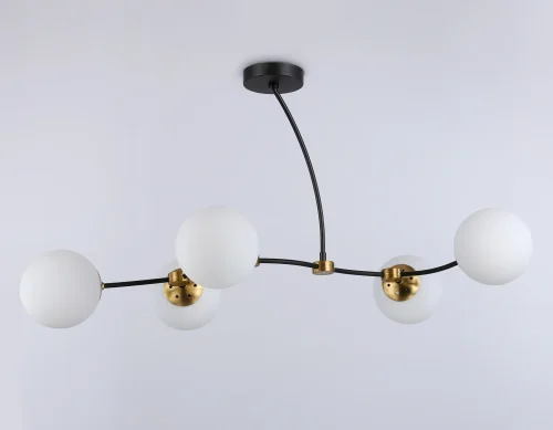Люстра потолочная TR2548 Ambrella light белая на 5 ламп, основание чёрное в стиле современный  фото 2