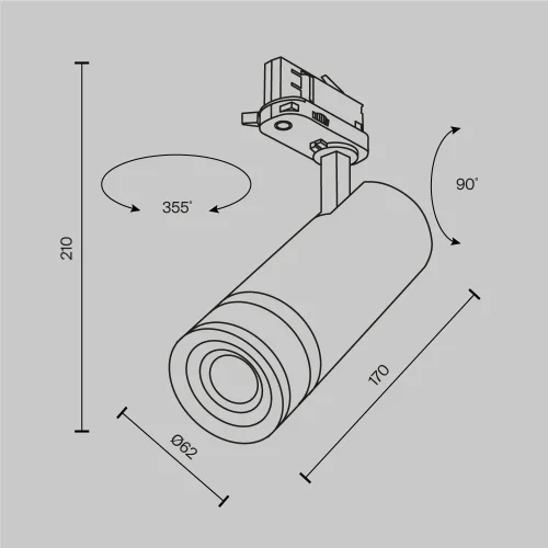 Трековый светильник Focus Zoom Trinity 4000K 20Вт 15-60° TR198-3-20W4K-Z-W Maytoni белый для шинопроводов серии Focus Zoom белый фото 11