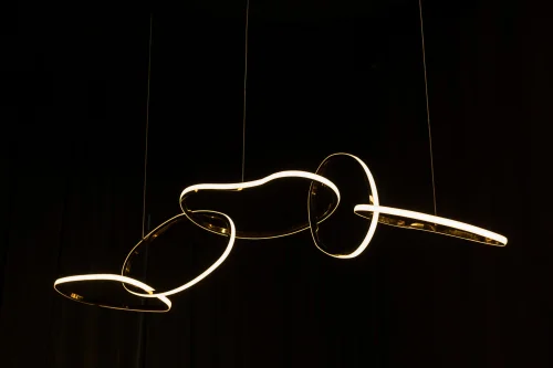 Светильник подвесной LED 0823CL-94GD Milosh Tendence золотой 1 лампа, основание золотое в стиле современный хай-тек кольца фото 2