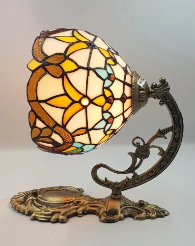 Бра Тиффани 830-801-01 Velante разноцветный на 1 лампа, основание коричневое бронзовое в стиле тиффани орнамент цветы фото 4