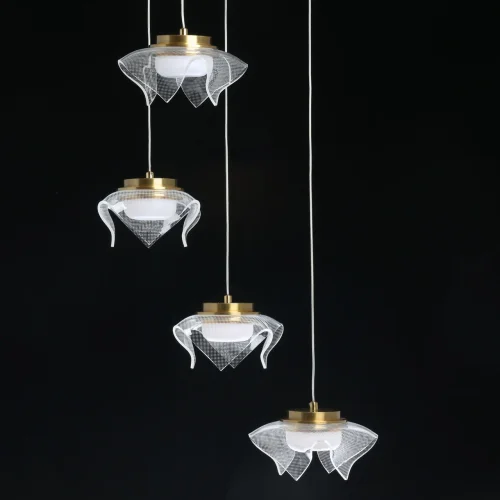 Светильник подвесной LED Ауксис 722012205 DeMarkt прозрачный 5 ламп, основание бронзовое в стиле современный флористика каскад фото 4