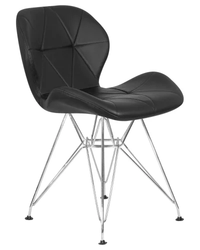 Стул обеденный 302A-LMZL BUTTERFLY CHROME, цвет сиденья черный, цвет основания хромированная сталь Dobrin, чёрный/экокожа, ножки/металл/хром, размеры - ****480*510 фото 2