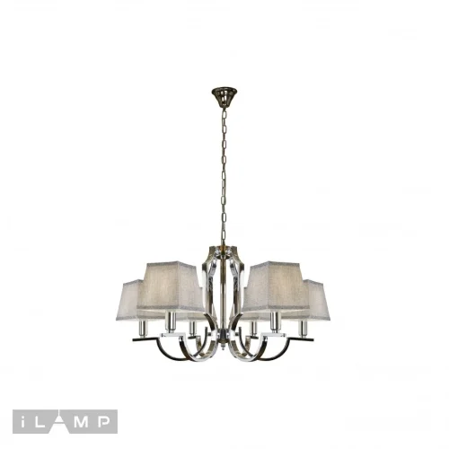 Люстра подвесная Hilton 6943-6 CR iLamp серая на 6 ламп, основание никель в стиле американский современный  фото 2