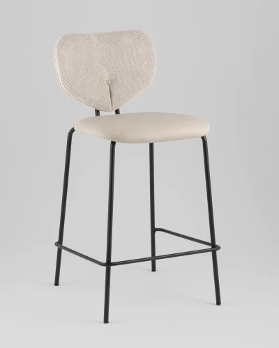 Стул полубарный Masey, бежевый, с бежевой экокожей УТ000039582 Stool Group, бежевый/рогожка, ножки/металл/чёрный, размеры - *****
